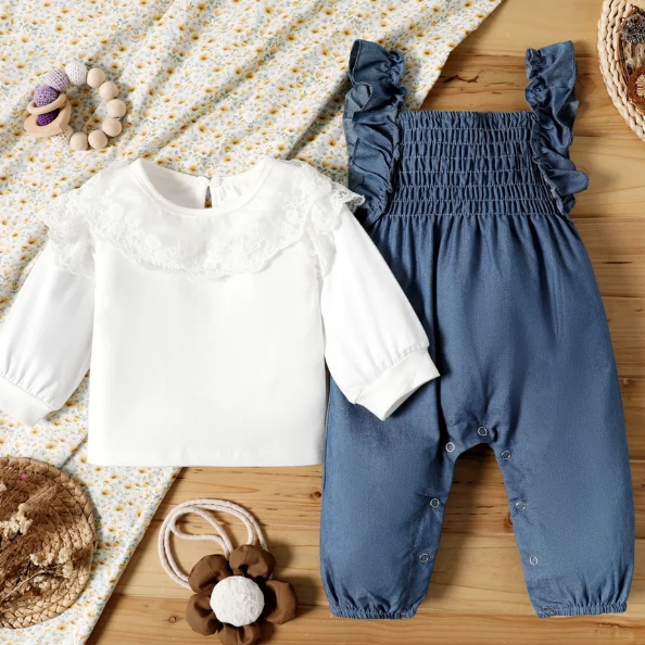White Top Blue Overall