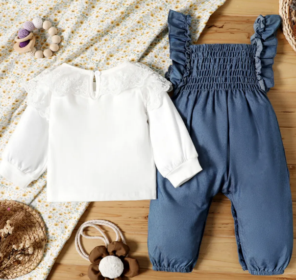 White Top Blue Overall